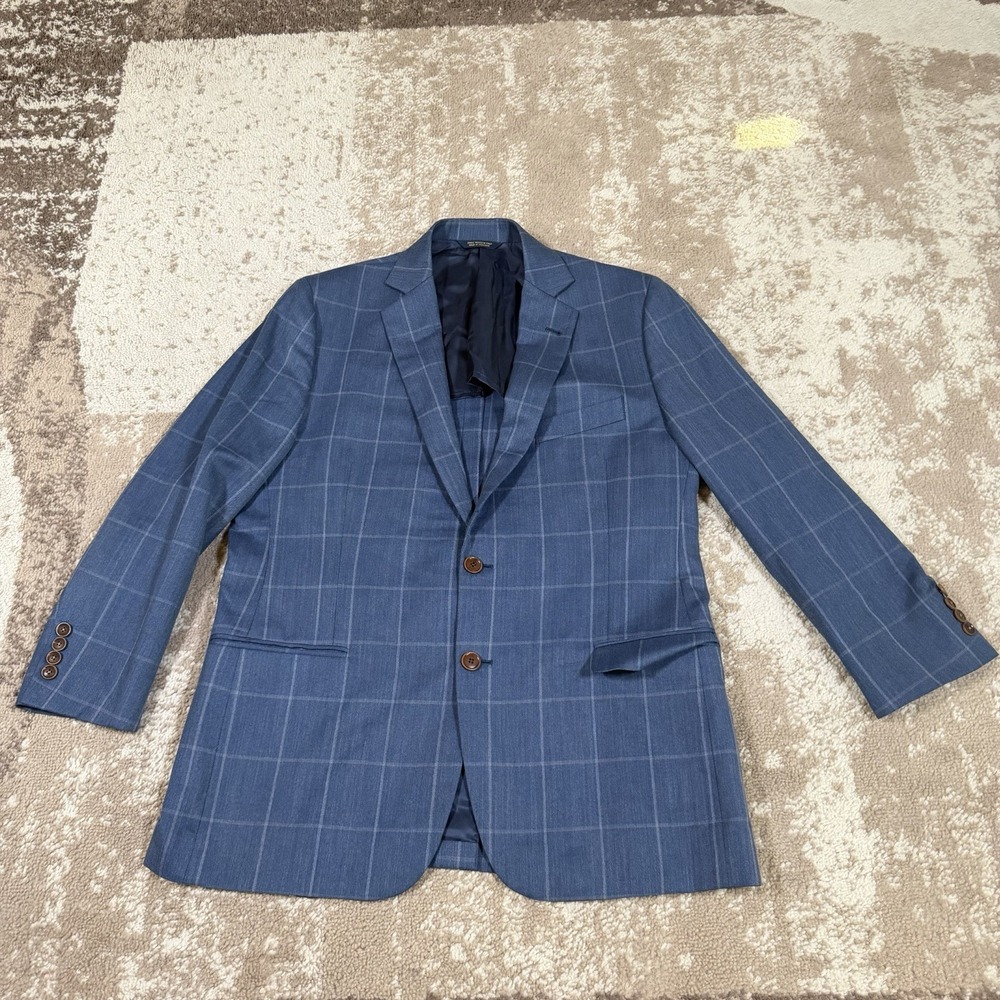 Brooks Brothers Blazer Sport Coat Mens 42S Windowpane 1818 Fitzgerald Wool Silk